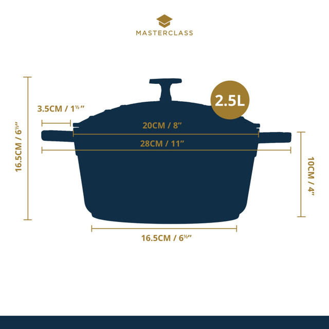 Cocotte légère en fonte d'aluminium ø20 cm - 2,5 l bleu masterclass - kitchencraft