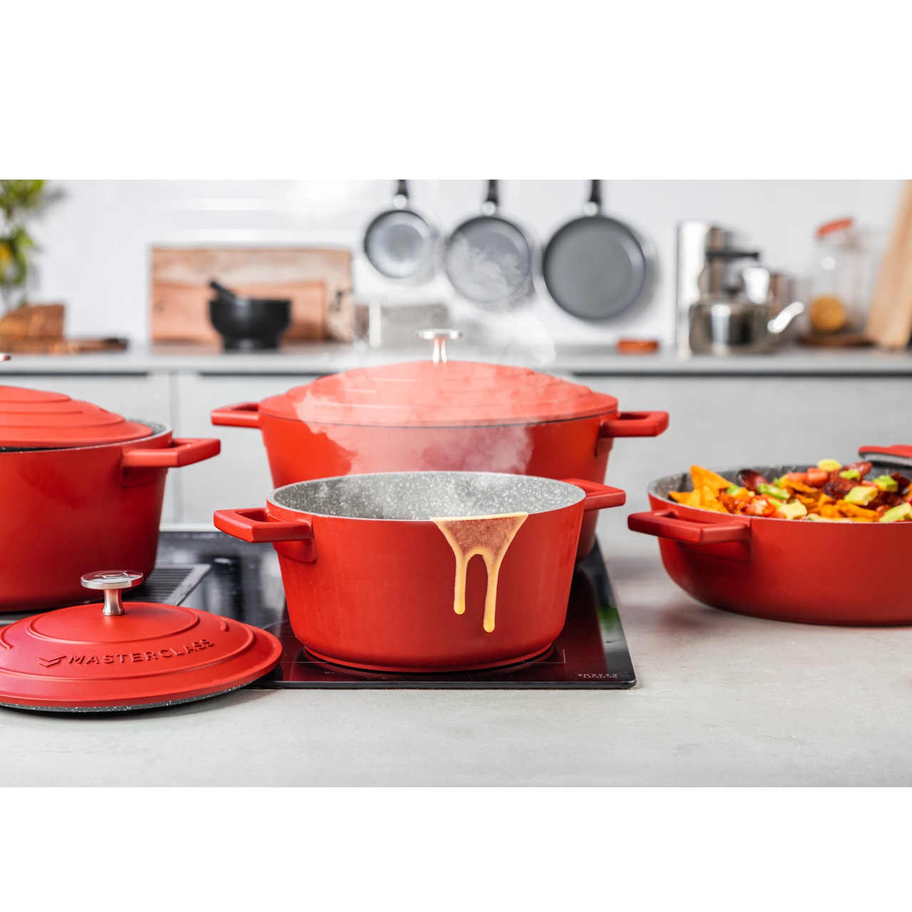 Cocotte légère en fonte d'aluminium ø20 cm - 2,5 l rouge masterclass - kitchencraft