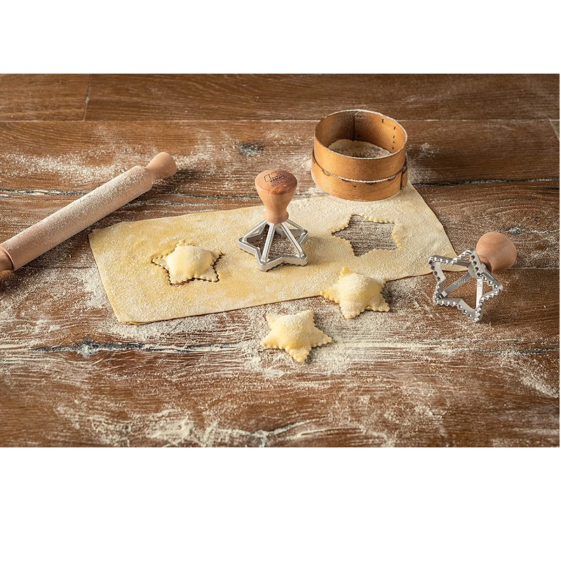 Lot de 2 tampons emporte-pieces raviolis ou biscuits classic etoile et fleur - marcato