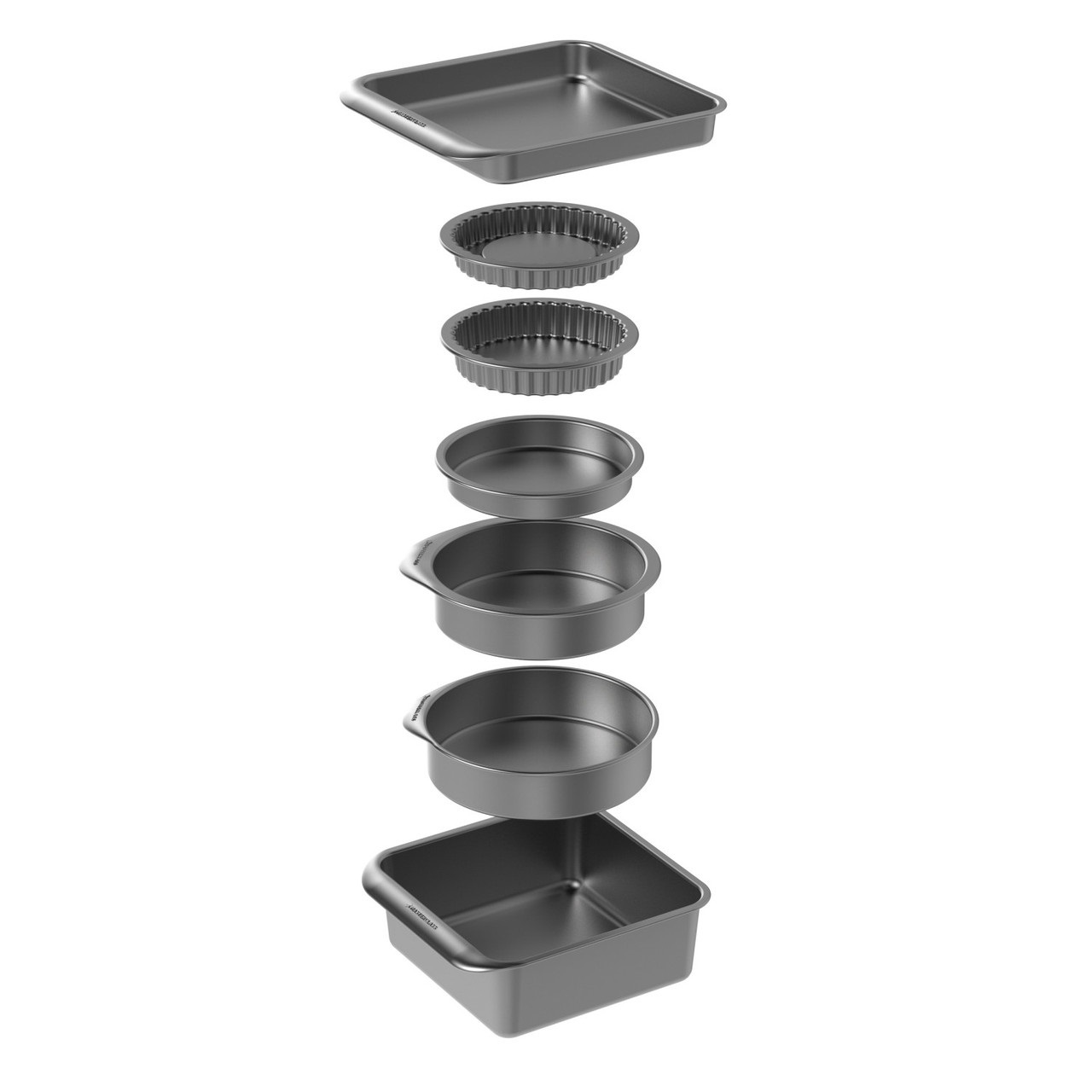 Ensemble de rôtisserie, de pâtisserie et de cuisson antiadhésif de 7 pièces masterclass smart space stacking - kitchencraft