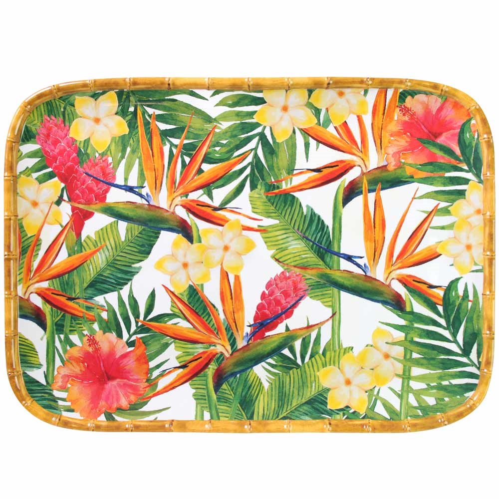 Fleurs exotiques plateau en melamine 45 x 32cm - les jardins de la comtesse