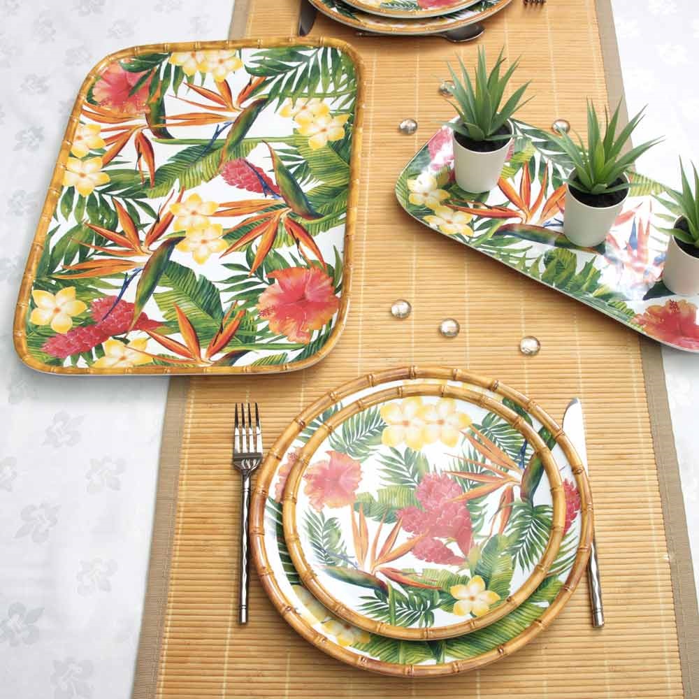 Fleurs exotiques plateau en melamine 45 x 32cm - les jardins de la comtesse