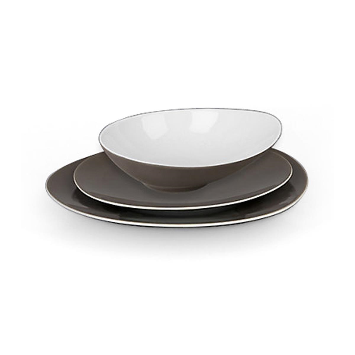 Service 18 assiettes sven gris - 6 assiettes plates - 6 creuses- 6 dessert - medard de noblat