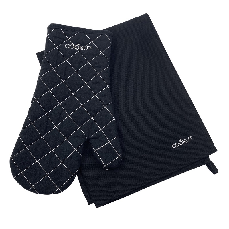Ensemble gant et torchon noir graphite l'incroyable cocotte - cookut