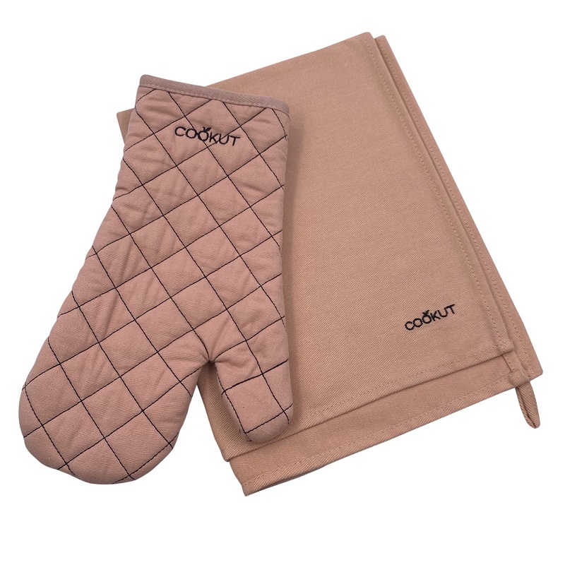 Ensemble gant et torchon rose guimauve l'incroyable cocotte - cookut