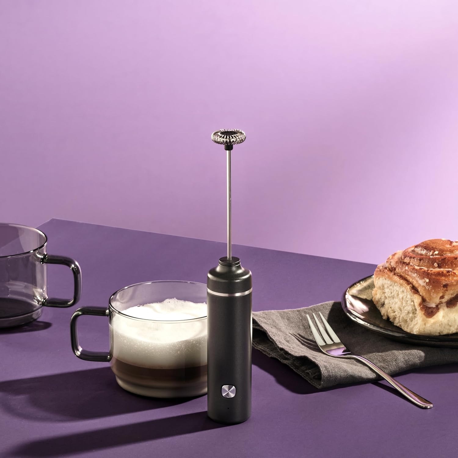 Mousseur à lait électrique noir chargement par cable usb - adhoc