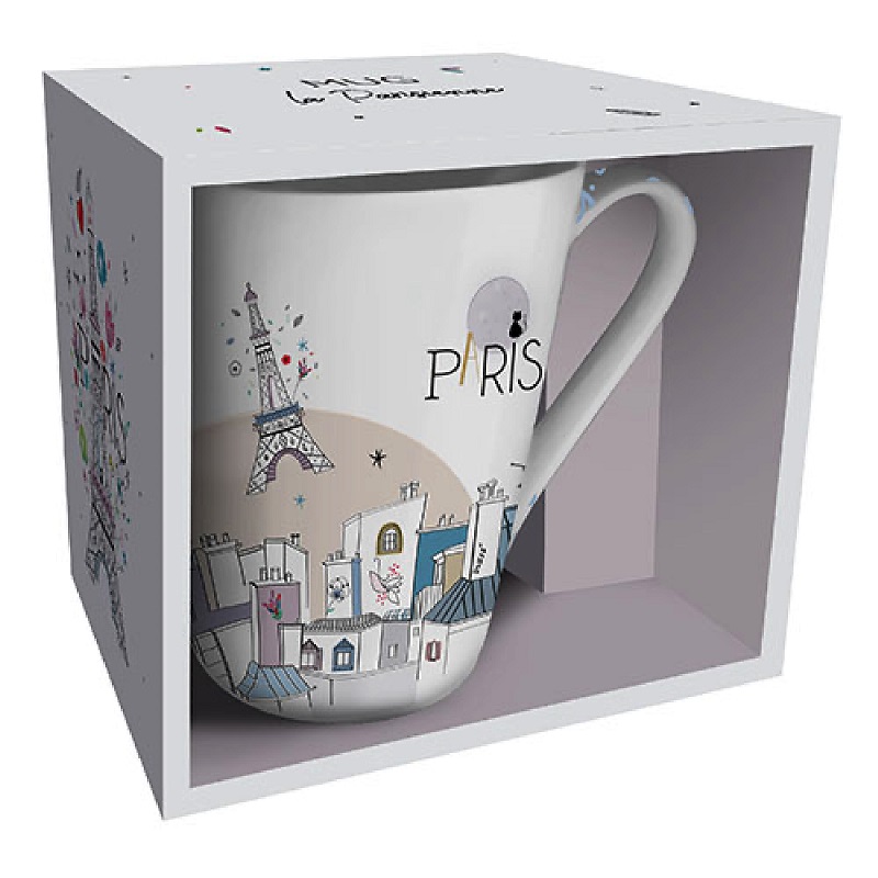 Mug conique 350 ml + boite la parisienne blanc toits de paris - kiub