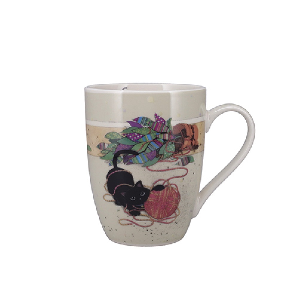 Mug arrondi 340 ml - boite ouverte bug art chaton pelote - kiub