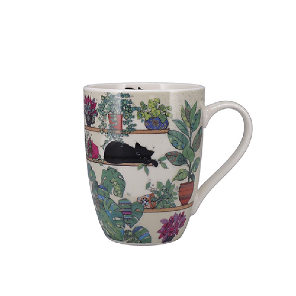 Mug arrondi 340 ml - boite ouverte bug art chaton plantes - kiub