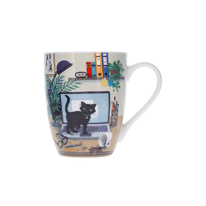 Mug arrondi 340ml - boite ouverte bug art chaton ordinateur - kiub