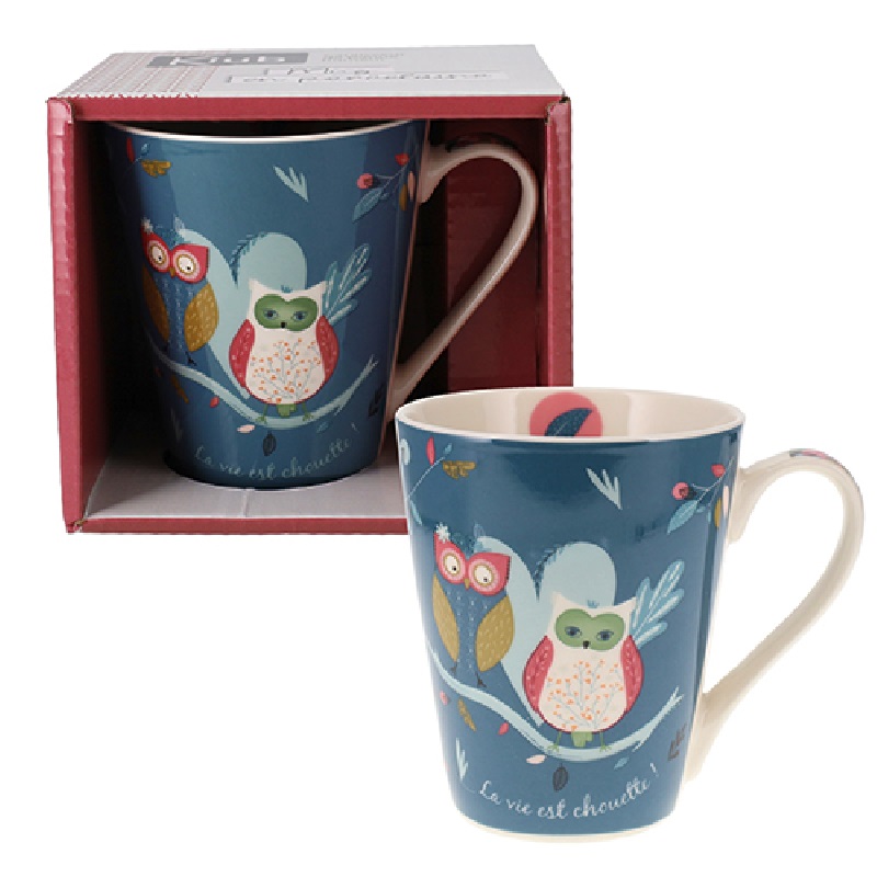 Mug conique 350 ml + boite ouverte c'est chouette - kiub