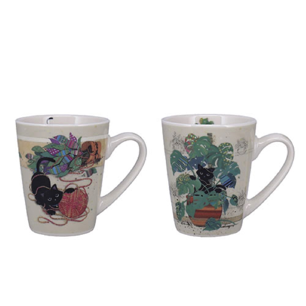 Duo mini mug conique + boite ouverte bug art chaton pelote monstera - kiub