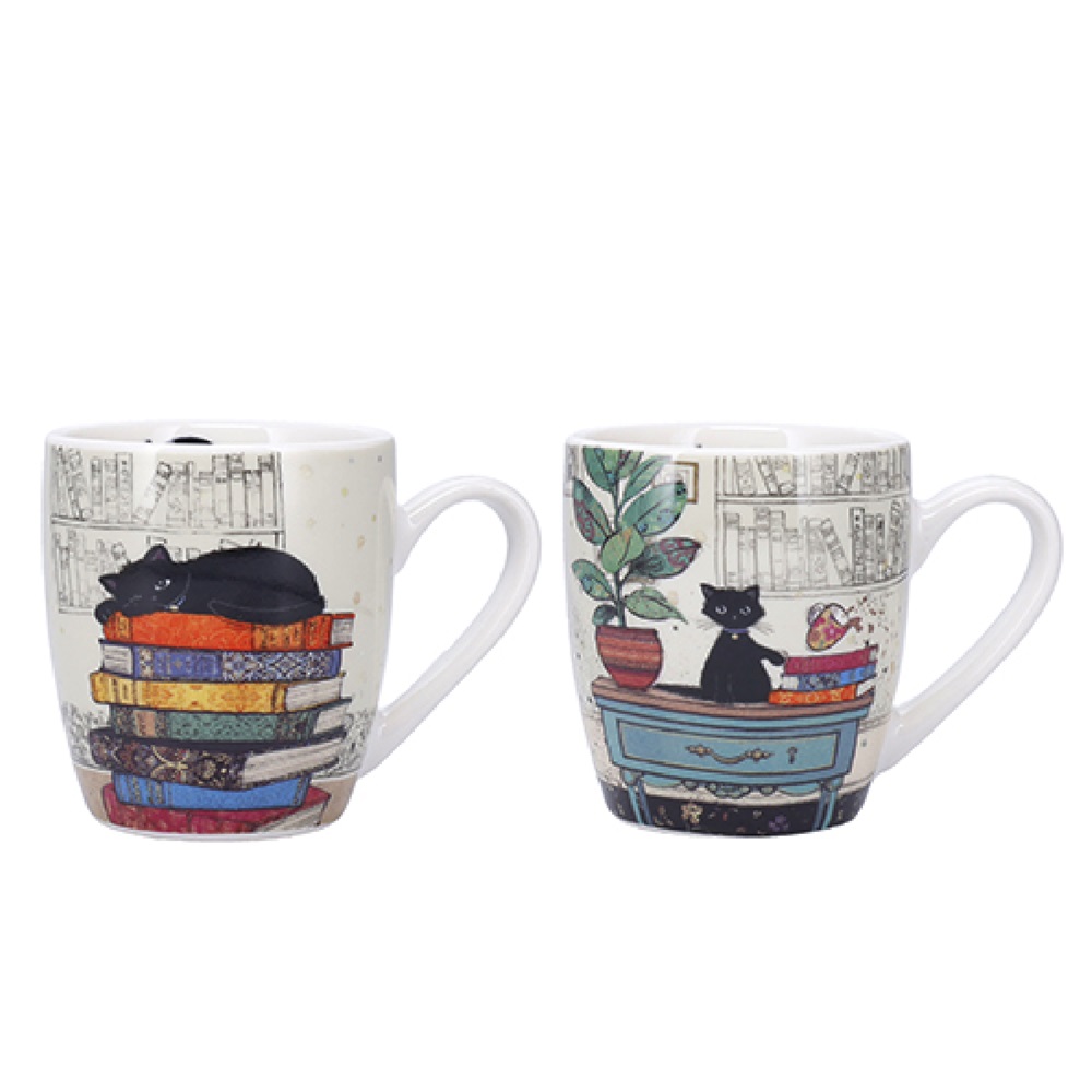 Duo mini mug boite ouverte bug art chaton livres et chaton bureau - kiub