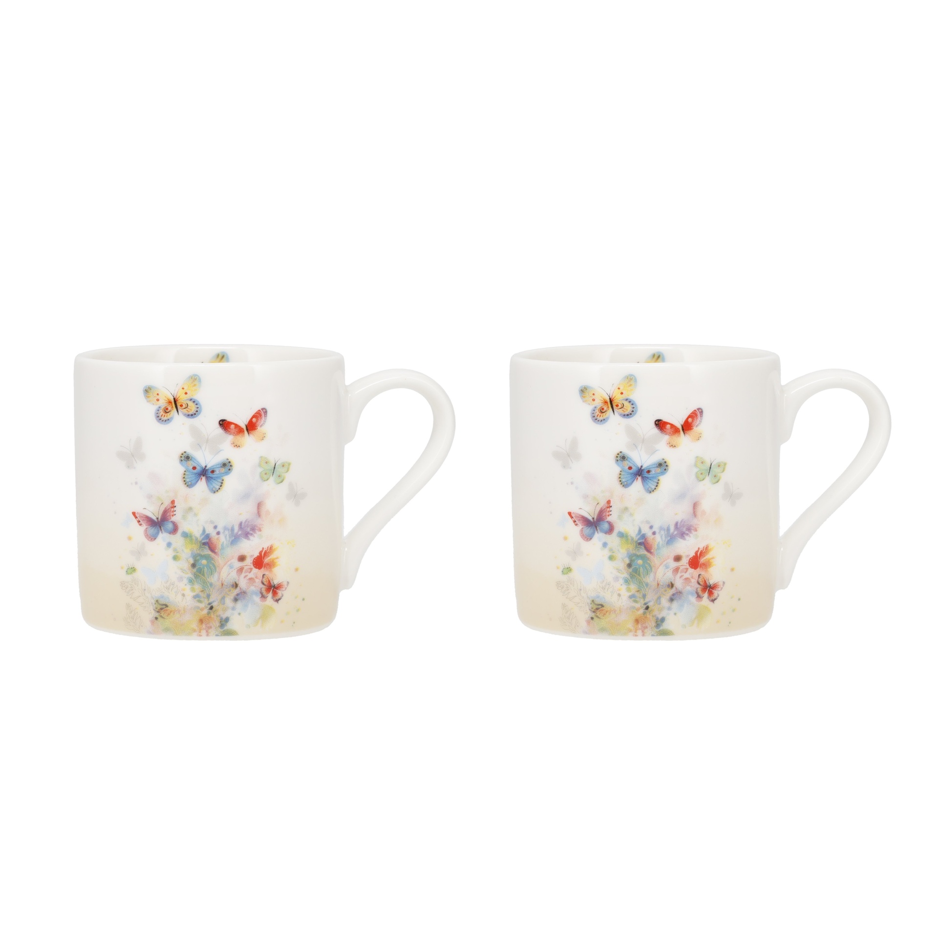 Duo mugs droits en boite cadeau portofolio papillons 100 ml - kiub