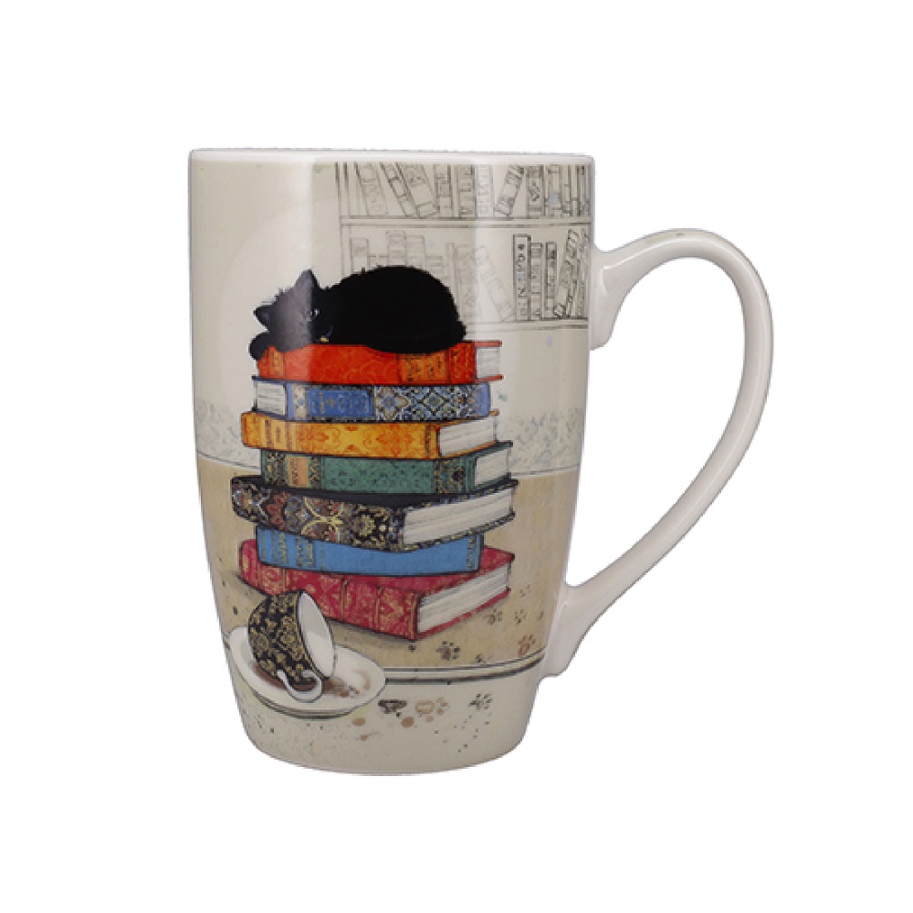 Mug arrondi xl 490ml boite ouverte bug art chaton livres - kiub