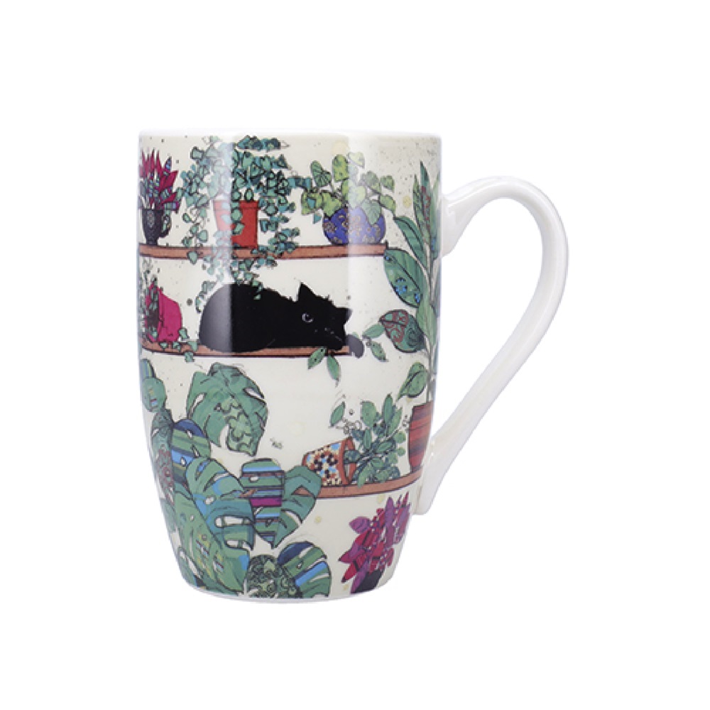 Mug arrondi xl 490ml boite ouverte bug art chaton plantes - kiub