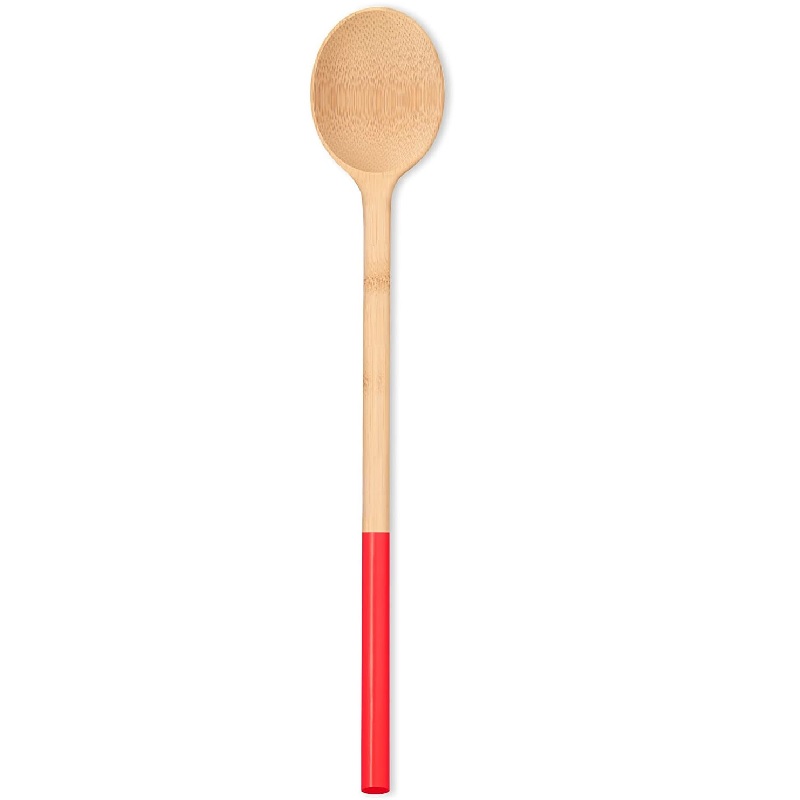 Cuillere a remuer en bambou 38 cm bord rouge - pebbly
