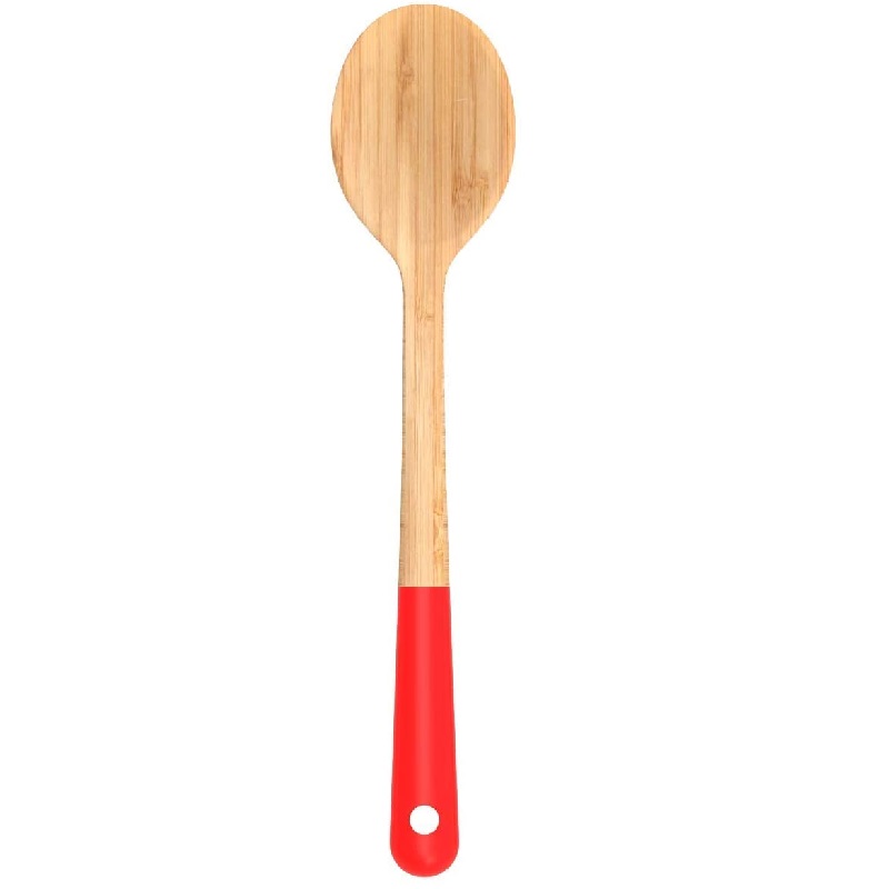 Cuillere en bambou 38 cm bord rouge - pebbly
