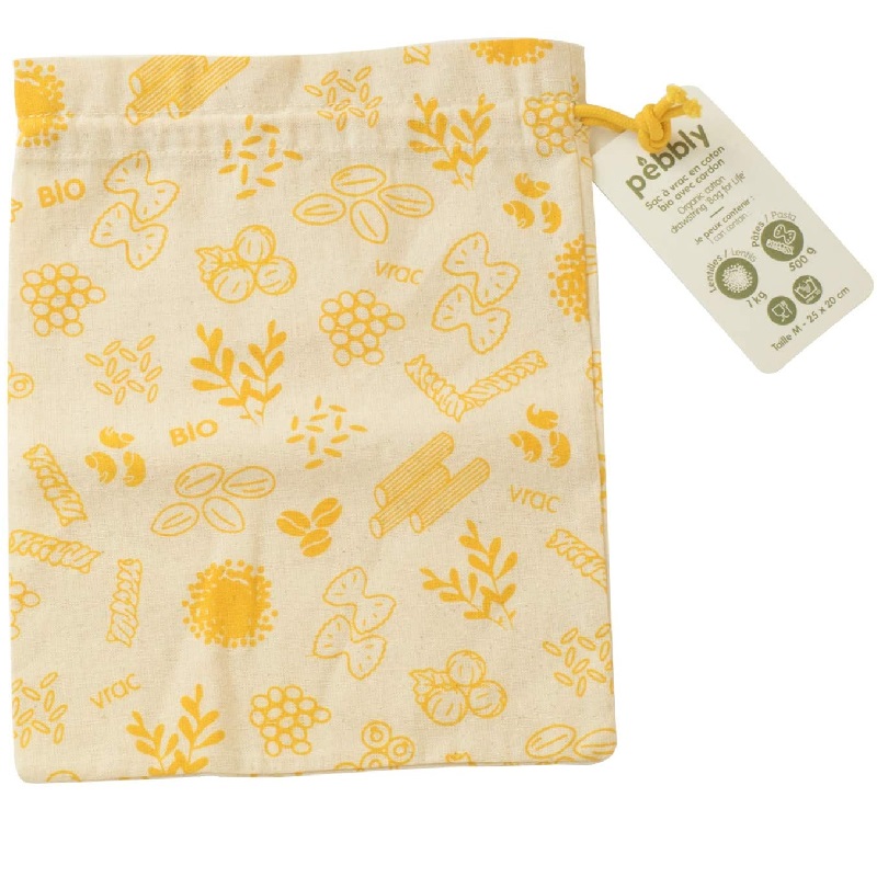 Sac a vrac jaune taille m 20 x 25 cm - pebbly