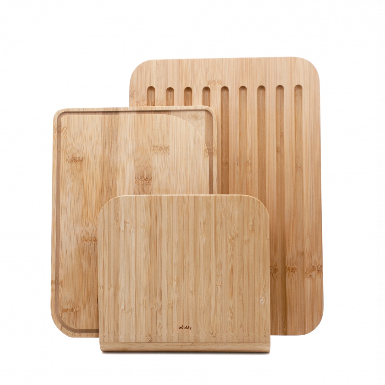 Coffret affûté composé de 2 planches à découper en bambou et 2 couteaux - pebbly