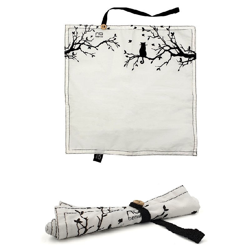 Serviette en coton bio decor chat 29 x 29 cm - nu bento- cookut