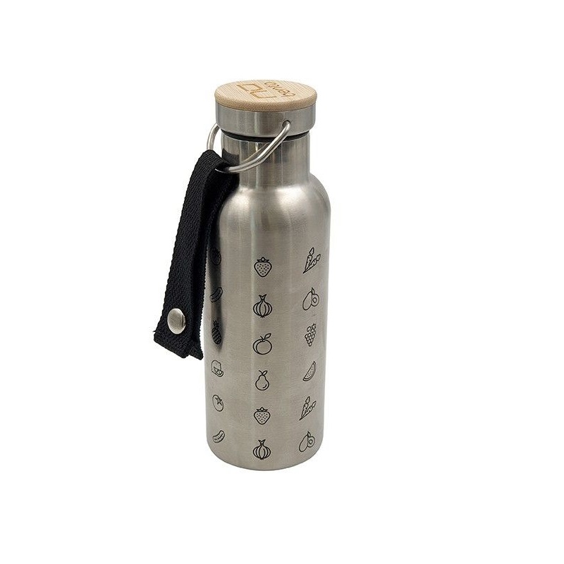 Bouteille isotherme zéro plastique, zéro silicone decor fruits - nu bento- cookut