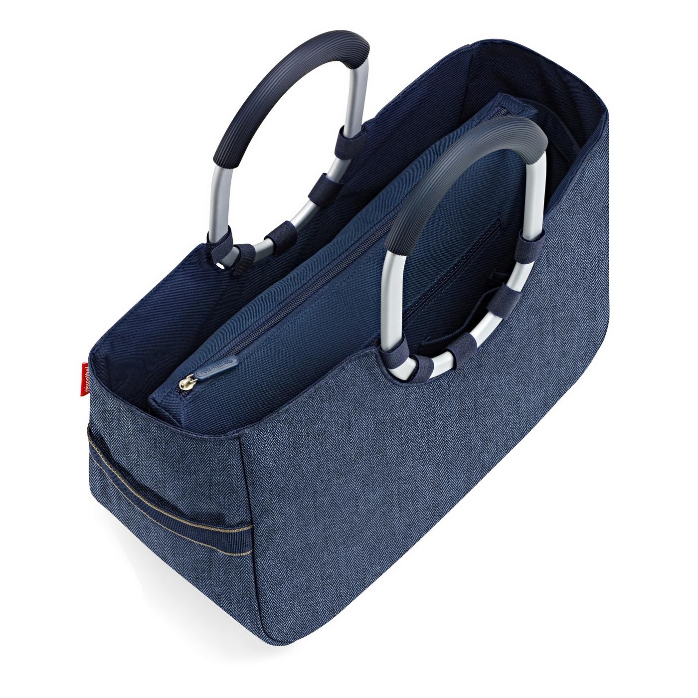 Loopshopper m herringbone dark blue cabas de courses - reisenthel