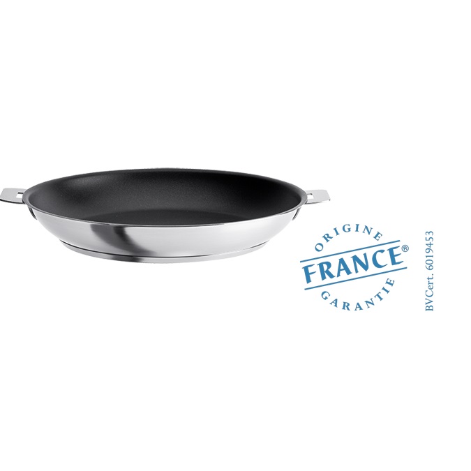 Poele en inox 20 cm revetement exceliss finition strate poignee amovible - cristel 