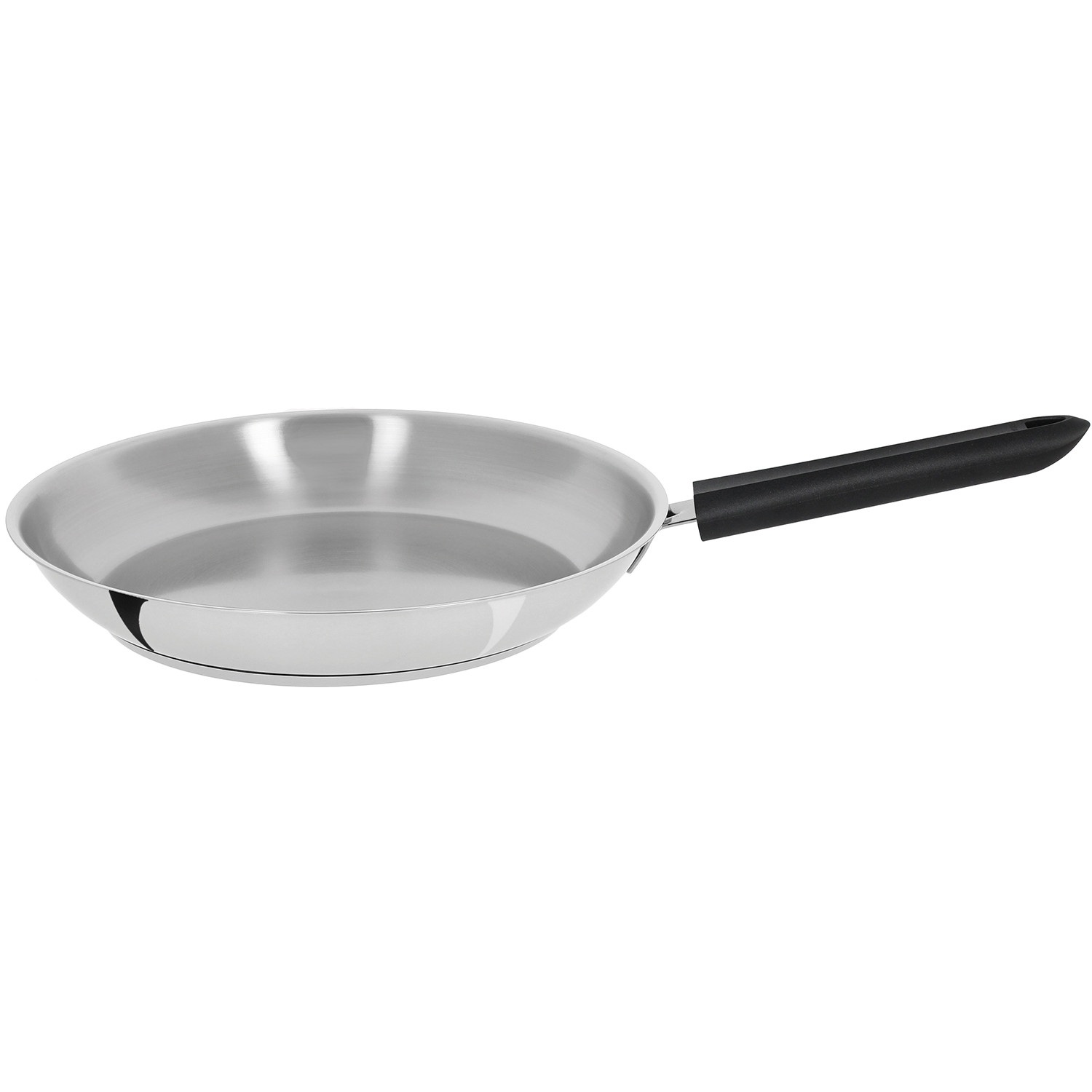 Poêle mutine en inox - 24 cm - poignée fixe noire - cristel