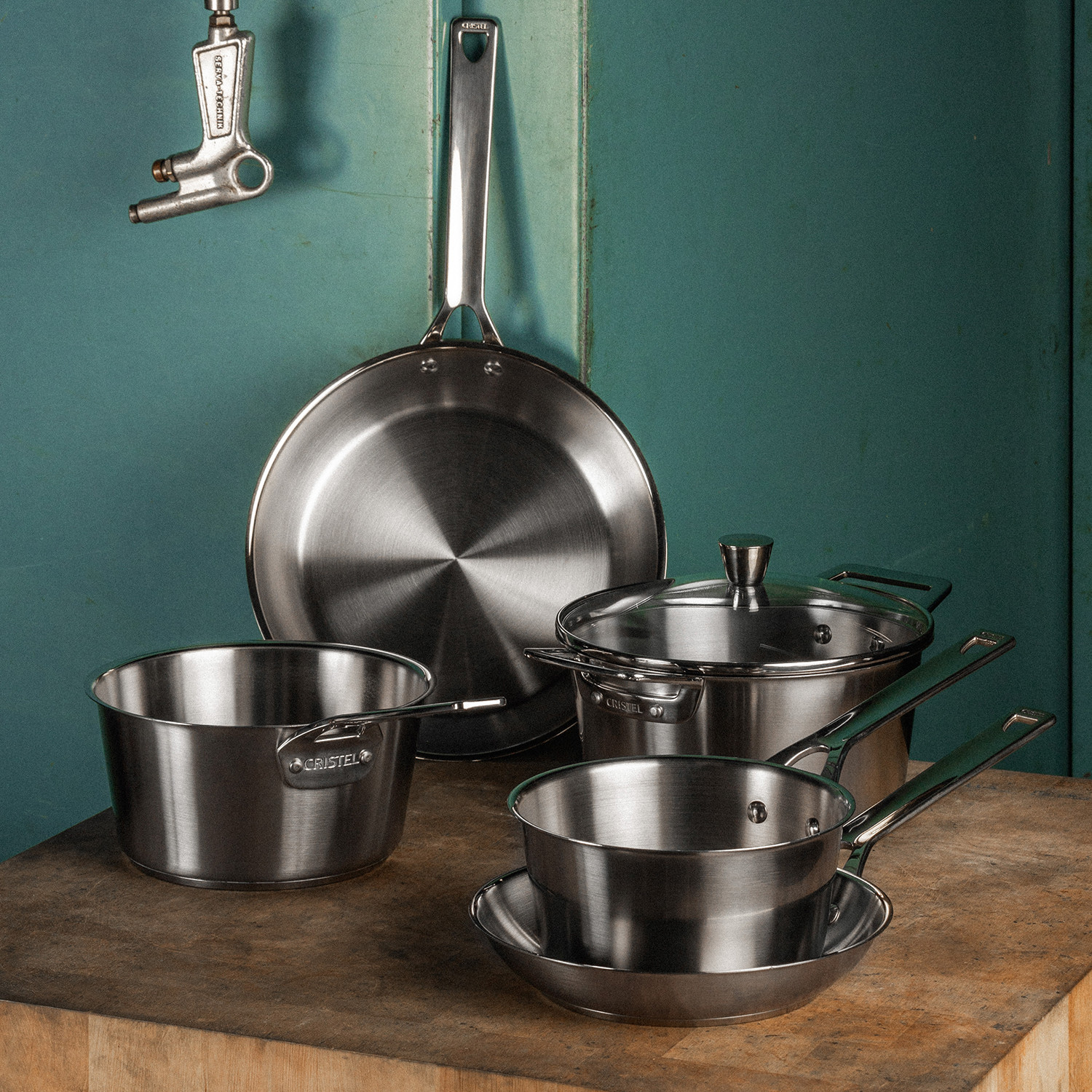 Poele en inox brossé collection 1826 ø28 cm - cristel