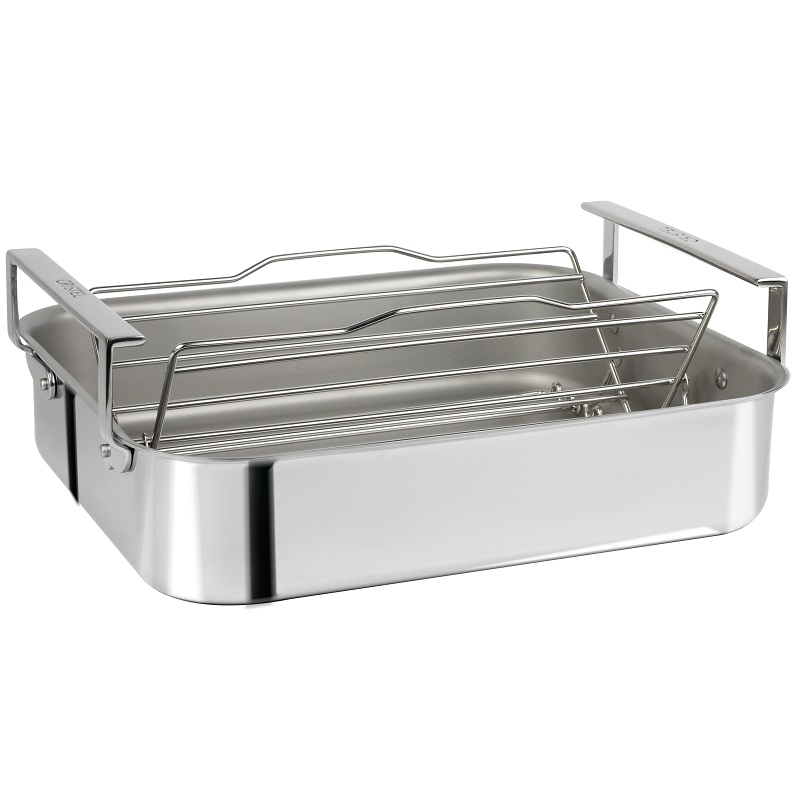 Plat four rectangulaire trilamine 35 x30 cm 2 anses larges + grille inox+thermometre - cristel