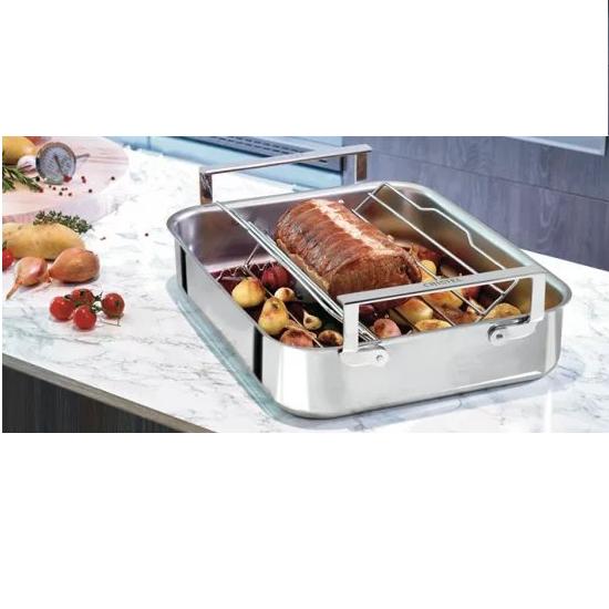 Plat four rectangulaire trilamine 40 x 31 cm 2 anses larges + grille inox+thermometre