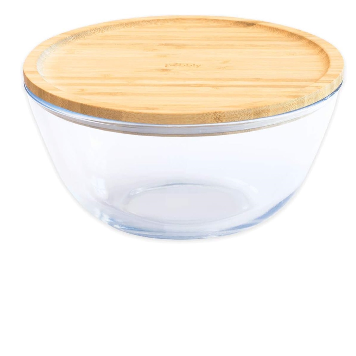 Boite ronde en verre avec couvercle en bambou 1,6 l - pebbly