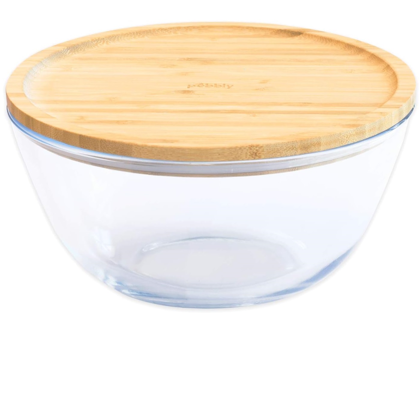 Boite ronde en verre avec couvercle en bambou 2,6 l - pebbly
