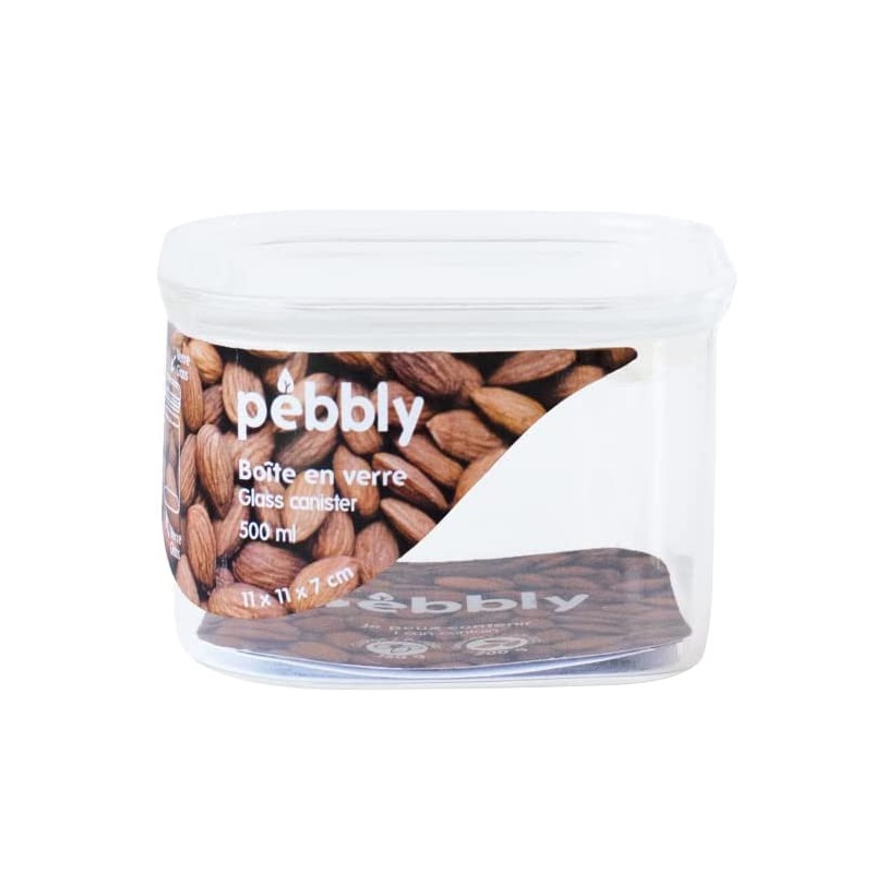 Boite de conservation en verre avec couvercle en verre 500ml - pebbly