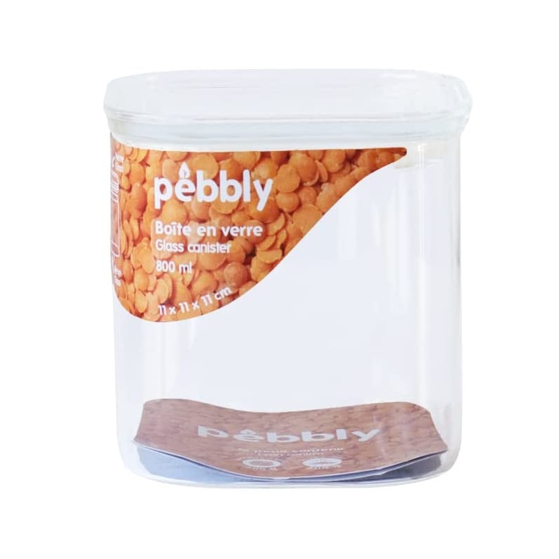 Boite de conservation en verre avec couvercle en verre 800ml - pebbly