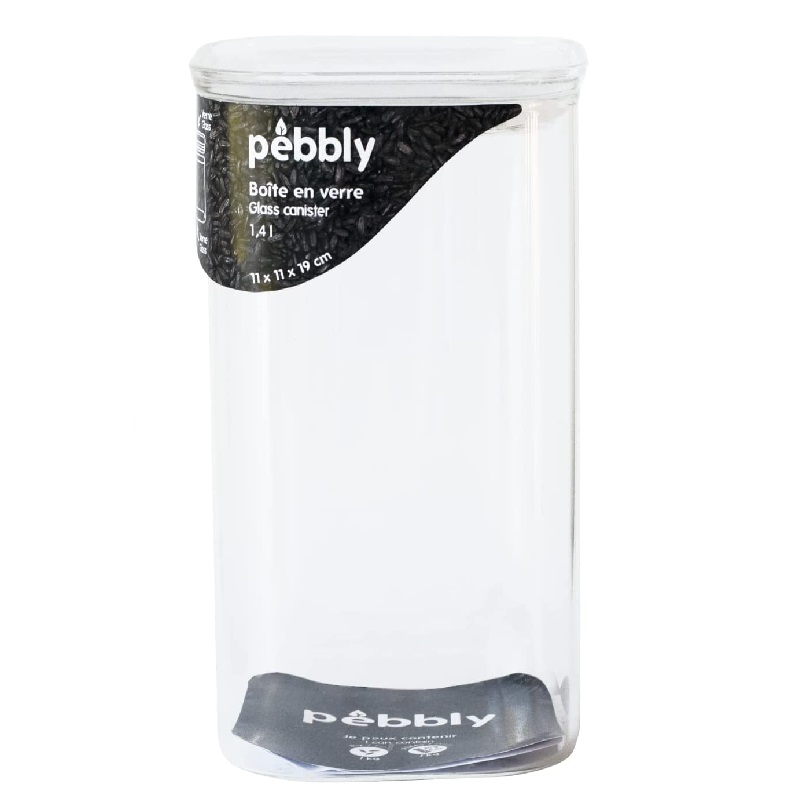 Boite de conservation en verre avec couvercle en verre 1400ml - pebbly
