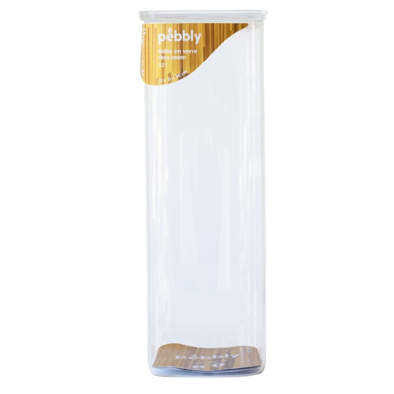Boite de conservation en verre avec couvercle en verre 2,2l - pebbly
