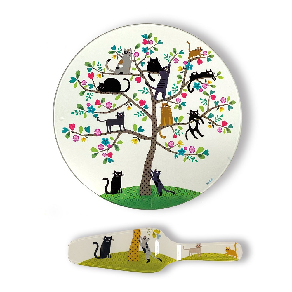 Plat a tarte 30 cm avec pelle assortie l'arbre a chats - moldeo