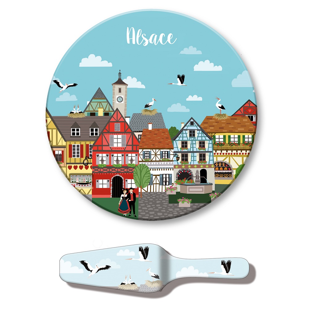 Plat a tarte 30 cm avec pelle assortie ma belle alsace - moldeo