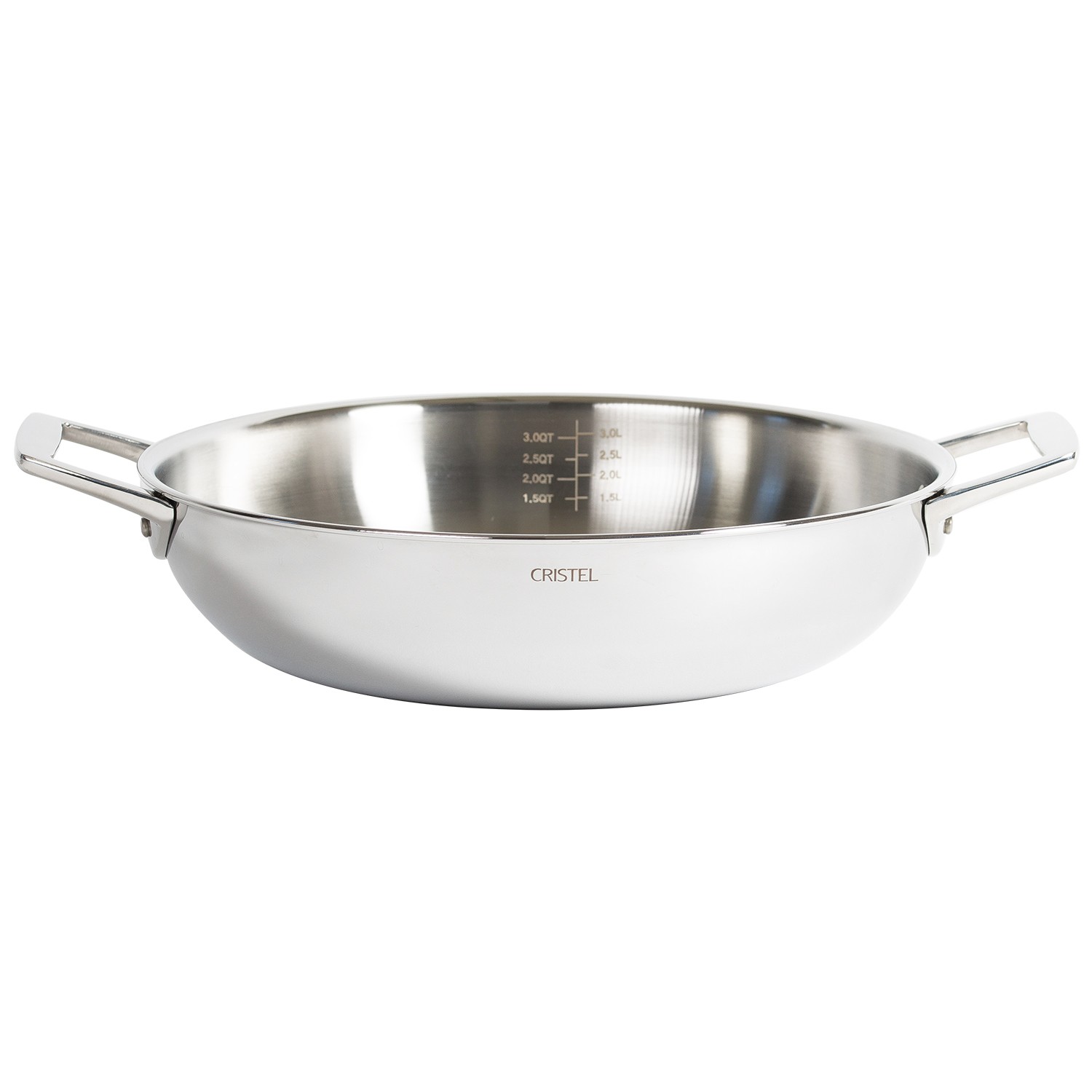 Plat sautoir en inox, 2 anses ø22 cm castel pro 5 ply - cristel