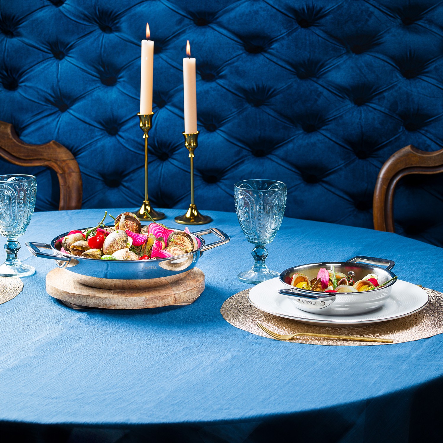 Plat sautoir en inox, 2 anses ø28 cm castel pro 5 ply - cristel