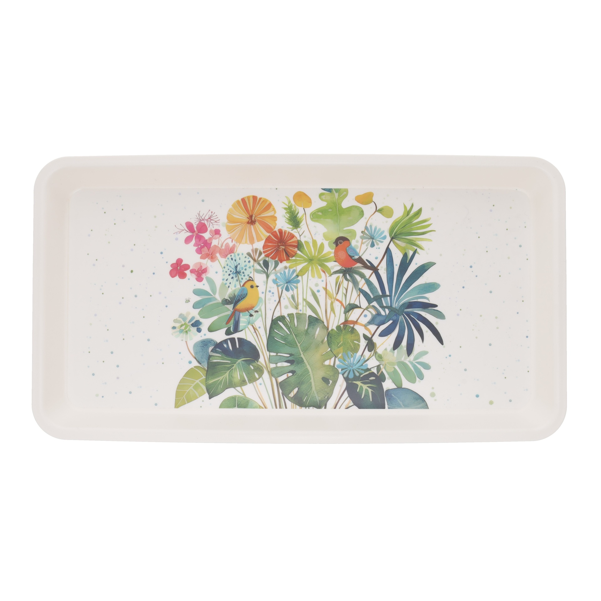 Petit plateau portfolio oiseaux plantes 30 x 16 cm - kiub