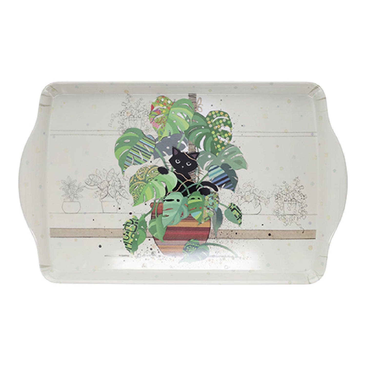 Plateau de service 24 x 38cm cm bug art chaton monstera - kiub
