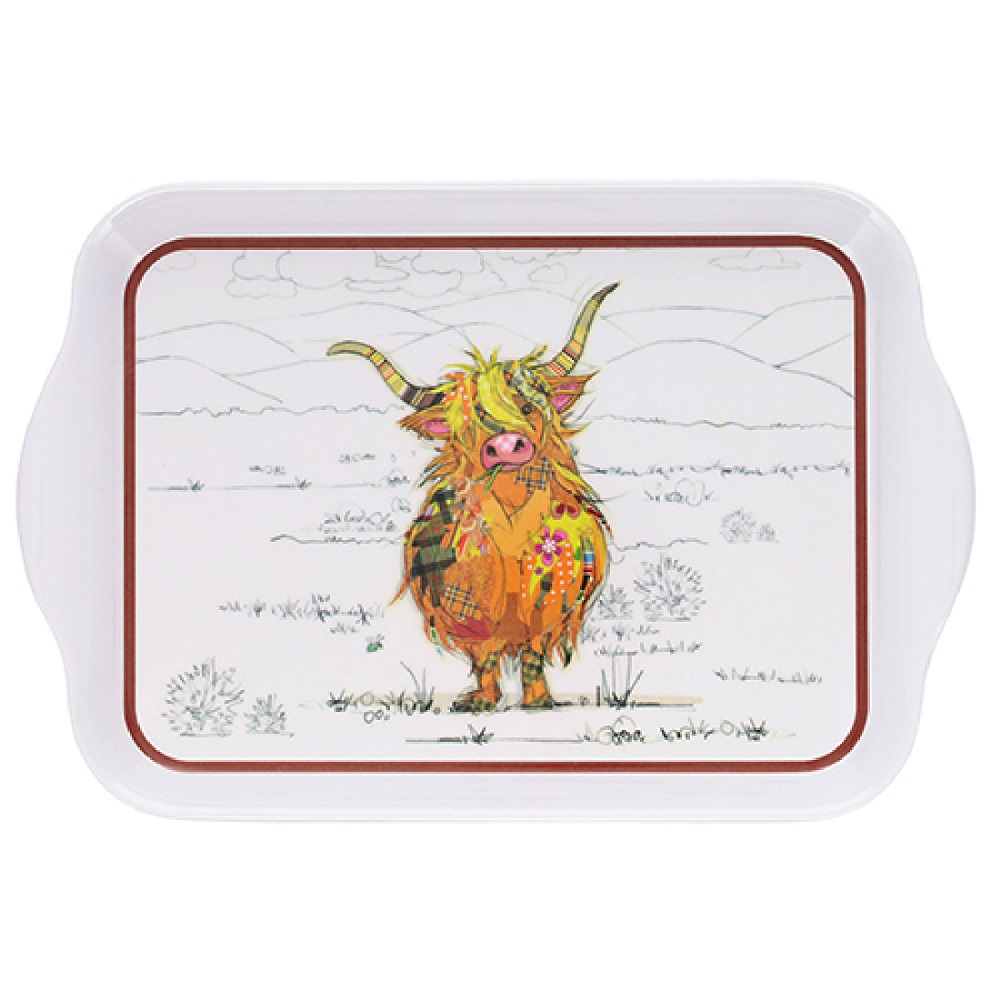 Plateau de service petit modele decor kook vache ecossais - kiub