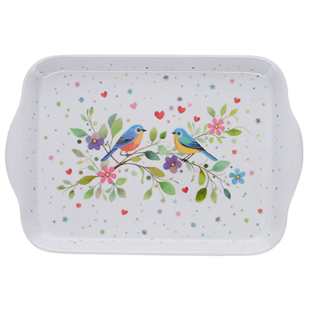 Plateau de service individuel 21x14cm décor portfolio couple d'oiseaux - kiub