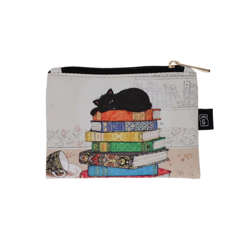 Porte monnaie 10 x 14 cm bug art chaton livres - kiub