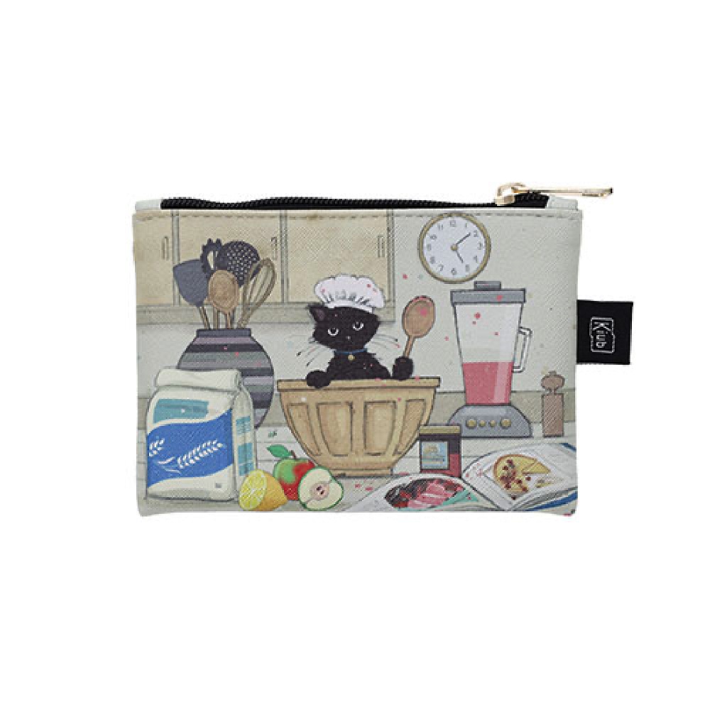 Porte monnaie plat 10x14 cm bug art chaton patissier - kiub