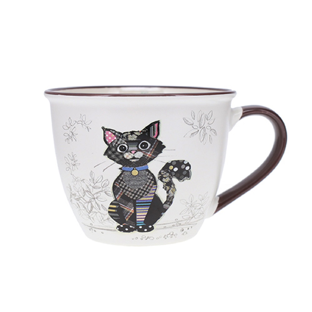 Tasse déjeuner à anse 550ml kook chat noir - kiub