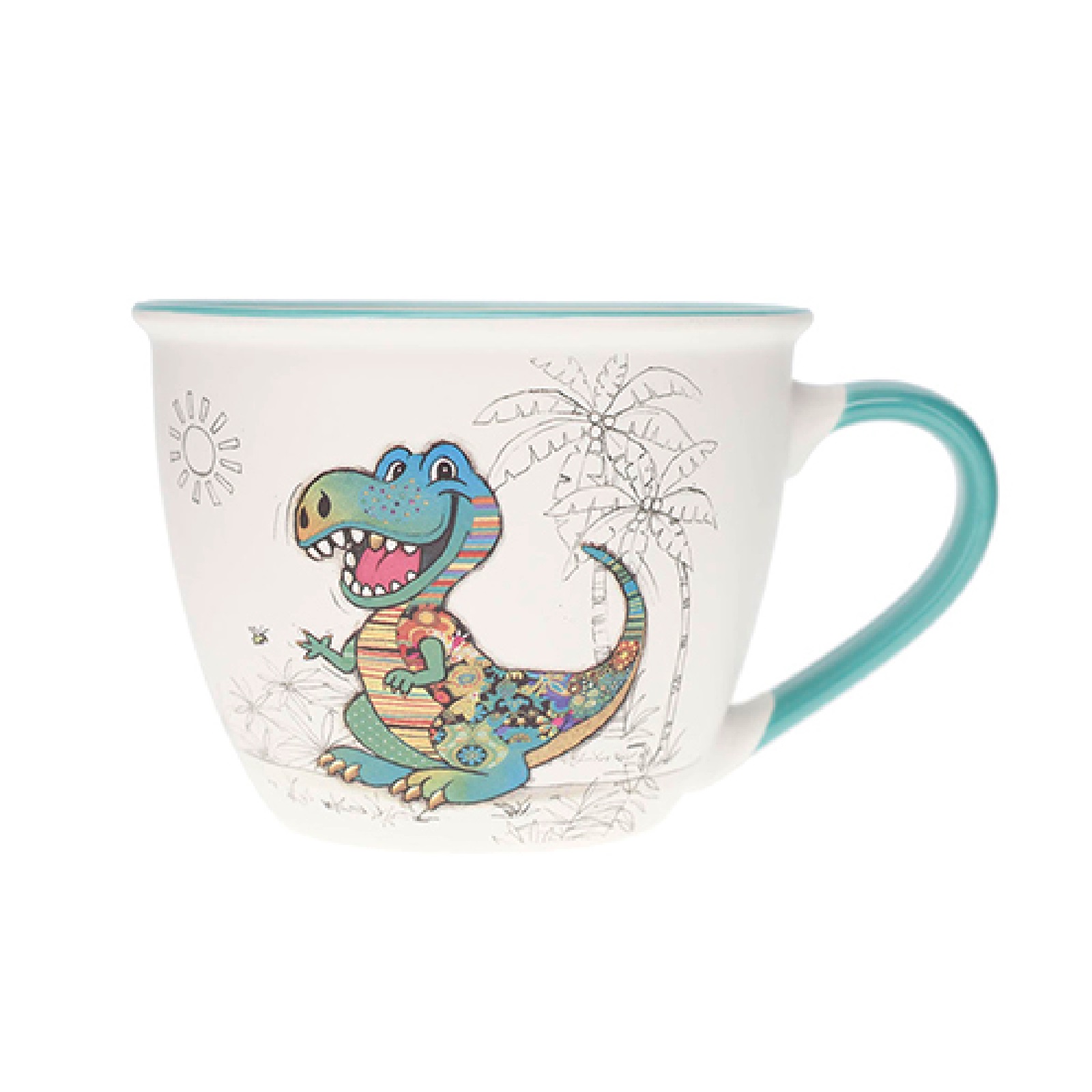 Tasse déjeuner à anse 550ml kook dinosaure - kiub